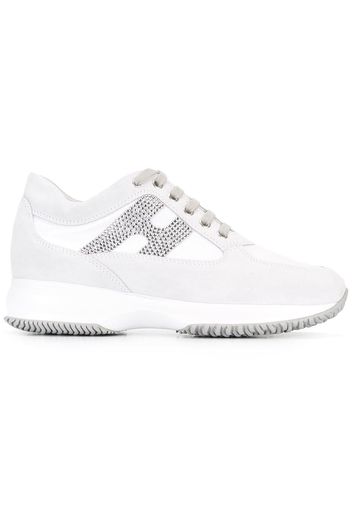 Hogan studded logo lace up trainers - White