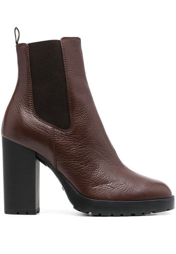 Hogan logo-tab leather ankle boots - Brown