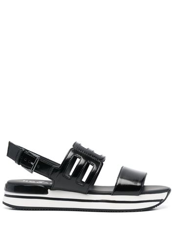 Hogan logo-embossed slingback sandals - Black