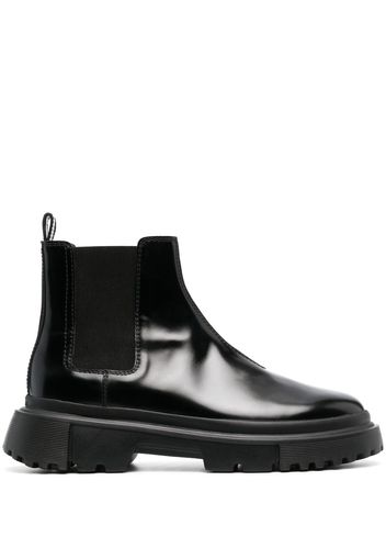 Hogan Chelsea round-toe leather boots - Black