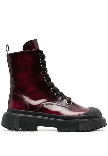 Hogan lace-up ankle boots - Red