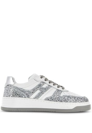 Hogan glitter-embellished leather sneakers - Grey