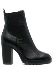 Hogan elasticated-panel ankle leather boots - Black