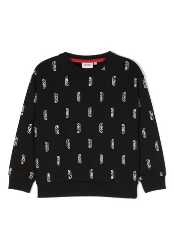 HUGO KIDS logo-print knitted sweatshirt - Black