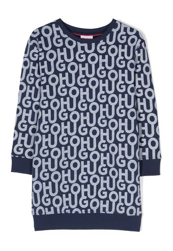 HUGO KIDS logo-print long-sleeve dress - Blue