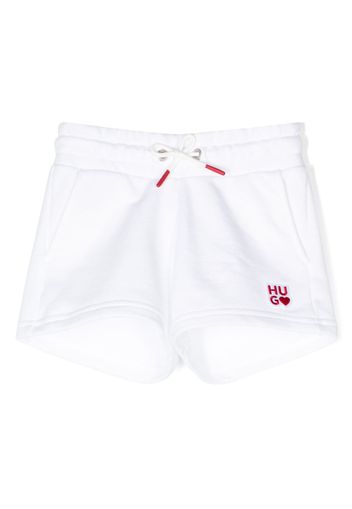 HUGO KIDS embroidered-logo cotton shorts - White