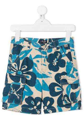 Il Gufo mid-rise floral print cargo shorts - Blue