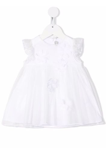 Il Gufo ruffle-sleeve floral dress - White