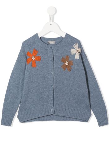 Il Gufo floral-embroidered cardigan - Blue