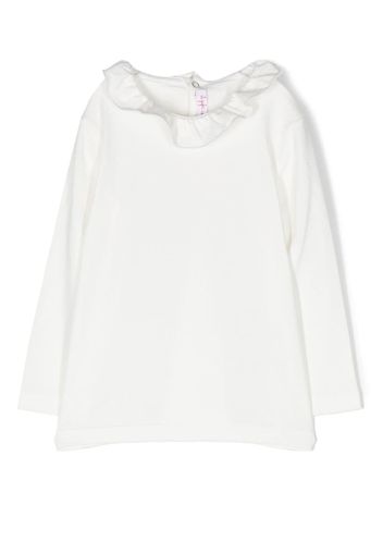 Il Gufo ruffled-collar long-sleeve top - White