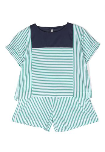 Il Gufo stripe-print cotton short set - Green