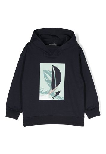 Il Gufo graphic-print detail hoodie - Blue