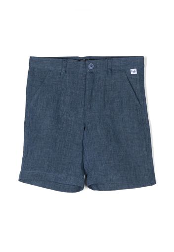 Il Gufo mélange-effect linen shorts - Blue