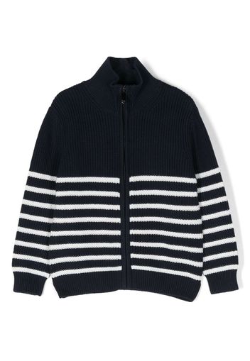 Il Gufo striped zip-up knit cardigan - Blue