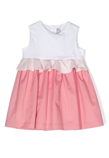 Il Gufo colour-block ruffle cotton dress - White