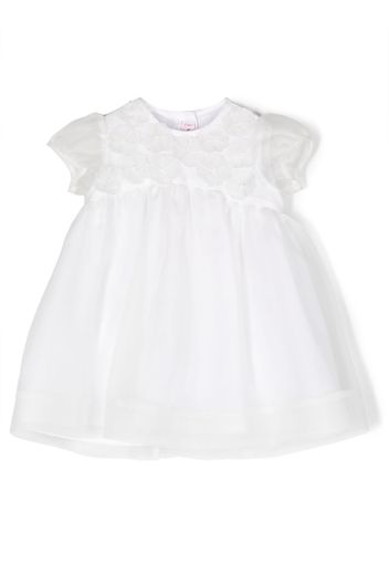 Il Gufo floral-appliqué flared dress - White