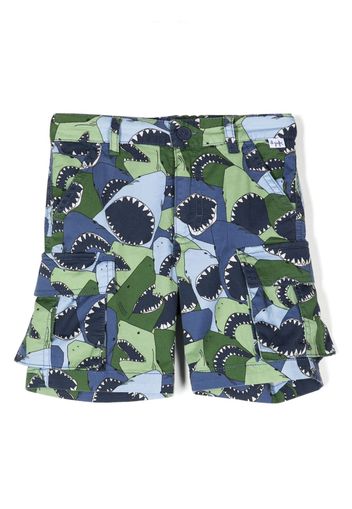 Il Gufo shark-print stretch-cotton shorts - Blue