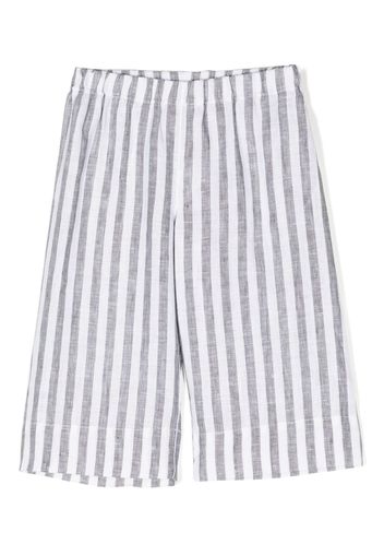 Il Gufo elasticated-waistband striped linen shorts - Grey