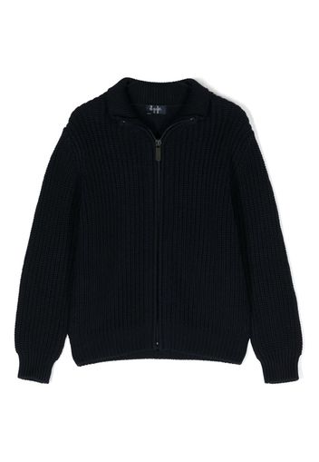 Il Gufo ribbed zip-up cotton cardigan - Blue