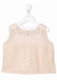 Il Gufo macramé-detail sleeveless blouse - White