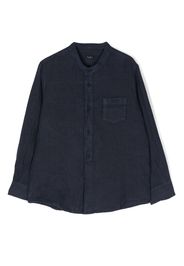 Il Gufo band-collar linen shirt - Blue