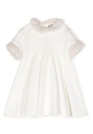 Il Gufo faux-fur pleated dress - White