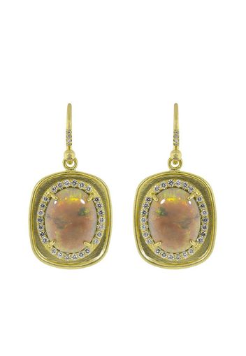 18kt rose gold Lightning Ridge opal and diamond earrings