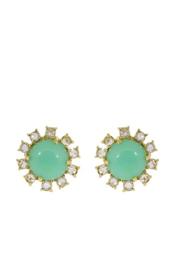 18kt yellow gold mint chrysoprase and diamond stud earrings