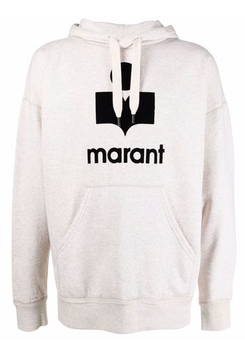 Isabel Marant Miley flocked-logo hoodie - Neutrals