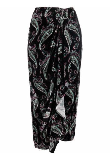 Isabel Marant paisley print draped skirt - Black