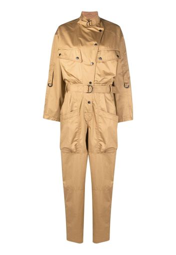 Isabel Marant notched-collar long-sleeve jumpsuit - Neutrals