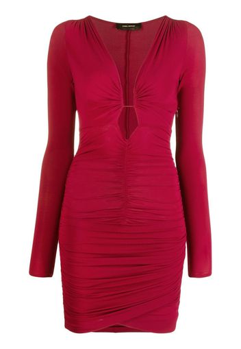 Isabel Marant plunge ruched long-sleeve dress - Pink