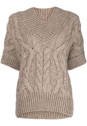 Isabel Marant cable-knit short-sleeved top - Brown