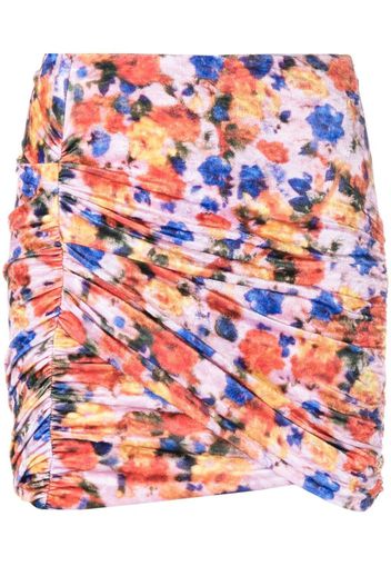 Isabel Marant floral-print ruched mini skirt - Orange