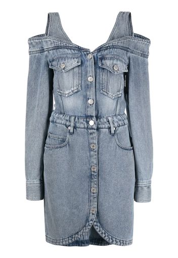 Isabel Marant cold-shoulder denim shirt dress - Blue