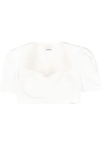 Isabel Marant cropped puff-sleeve top - White