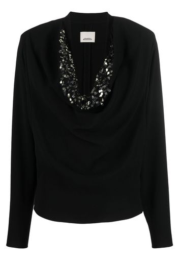 Isabel Marant cowl-neck long-sleeve blouse - Black