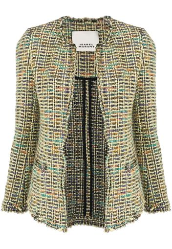 ISABEL MARANT frayed-hem tweed jacket - Yellow