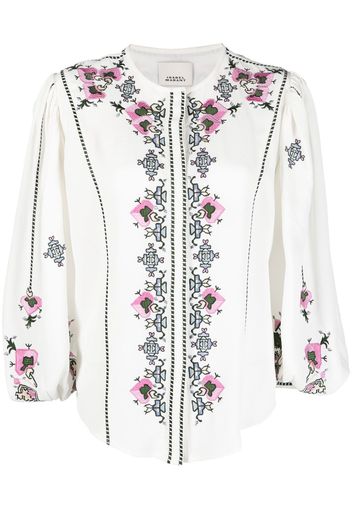 Isabel Marant floral-embroidery long-sleeved blouse - White