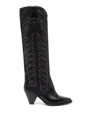 ISABEL MARANT Liela 60mm embroidered leather boots - Black