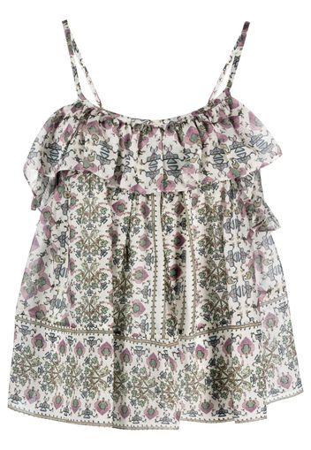 ISABEL MARANT graphic-print ruffled camisole top - Neutrals