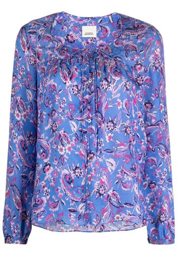 ISABEL MARANT floral-print round-neck blouse - Blue