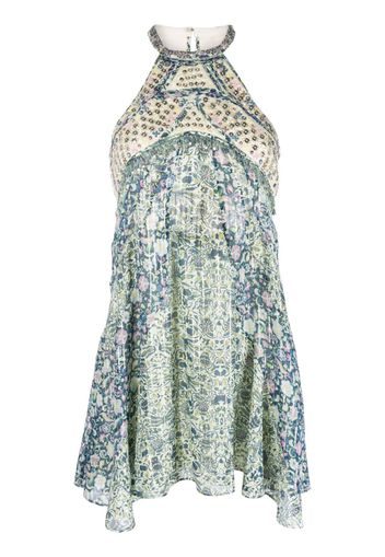 ISABEL MARANT floral-print sequinned dress - Blue