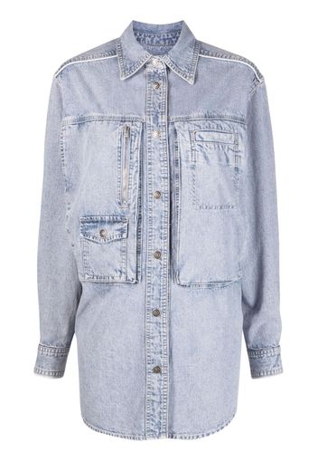 ISABEL MARANT cotton-hemp blend chambray shirt jacket - Blue