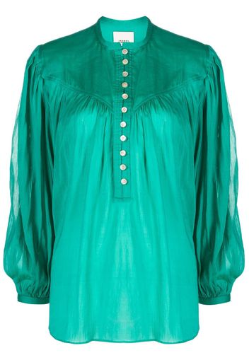 ISABEL MARANT Kiledia puff-sleeve buttoned blouse - Green