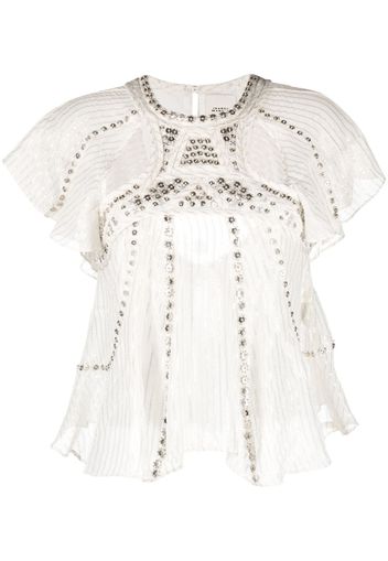 ISABEL MARANT Orna cut-out lurex blouse - White