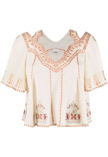 ISABEL MARANT Biani embroidered top - Neutrals