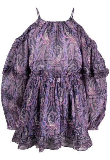 ISABEL MARANT Gabinia paisley-print off-shoulder dress - Purple