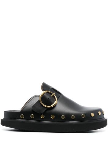 ISABEL MARANT stud-detailing flat leather mules - Black