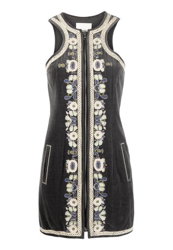 ISABEL MARANT motif-embroidered sleeveless minidress - Black